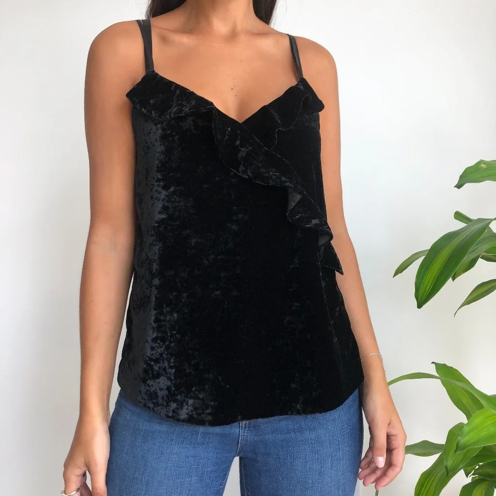J.Crew factory black velvet cami top S - Picture 2 of 5